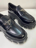 Prada Brushed Leather Monolith Loafers