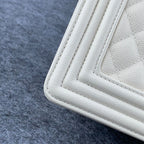 Chanel Boy Old Medium Flap Bag Off White Caviar Leather