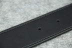 Double G Leather Belt with Antique Brass Buckle, 1” Width ‘Black’