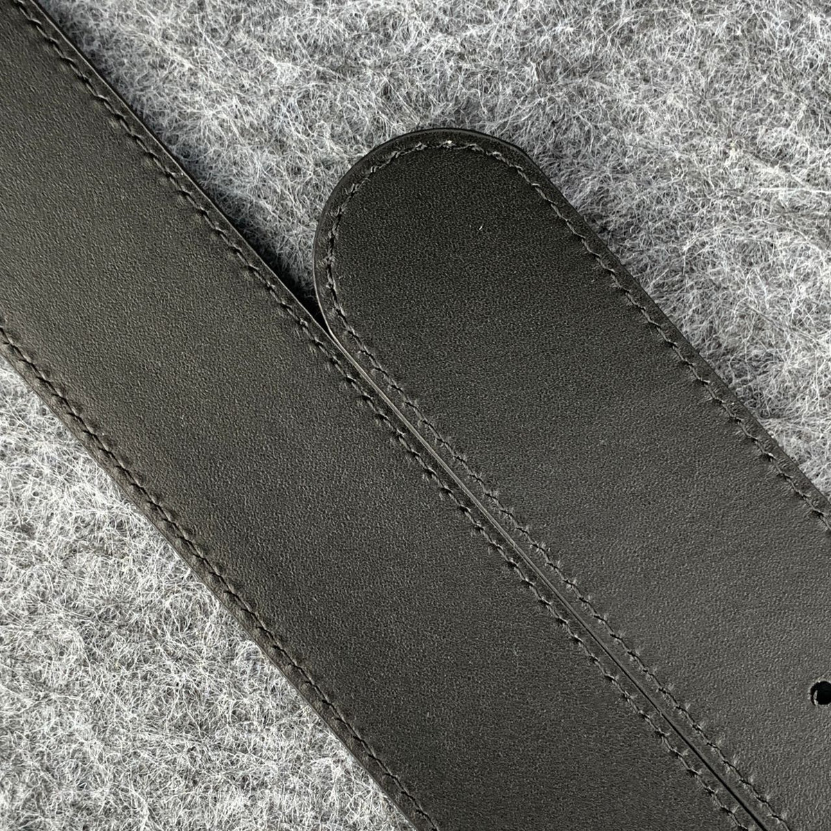 Double G Textured Leather Belt with Antique Brass Buckle, 1.5” Width ‘Black’