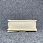 Chanel Boy Old Medium Flap Bag Off White Caviar Leather