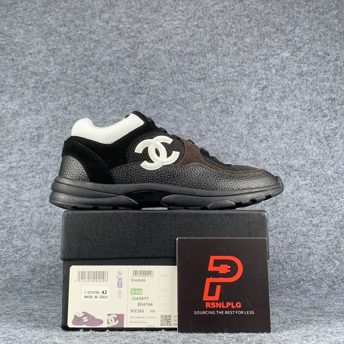 Chanel Wmns CC Logo Sneaker 'Black Brown White