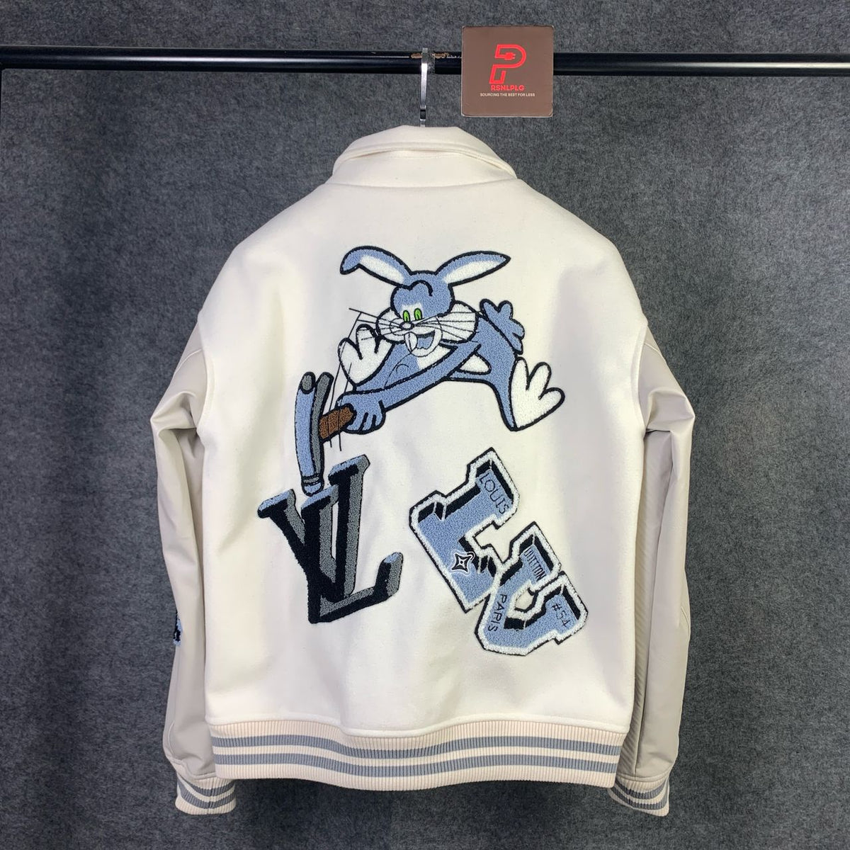 LV Multi-Patches Mixed Leather Varsity Blouson 'Milky White'