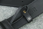 Double G Leather Belt with Antique Brass Buckle, 1” Width ‘Black’