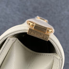 Chanel Boy Old Medium Flap Bag Off White Caviar Leather