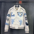 LV Multi-Patches Mixed Leather Varsity Blouson 'Milky White'
