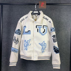 LV Multi-Patches Mixed Leather Varsity Blouson 'Milky White'