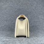 Chanel Boy Old Medium Flap Bag Off White Caviar Leather