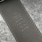Double G Textured Leather Belt with Antique Brass Buckle, 1.5” Width ‘Black’