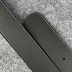 Double G Textured Leather Belt with Antique Brass Buckle, 1.5” Width ‘Black’