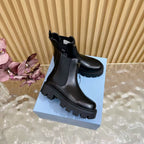Prada Stride Brushed Leather Booties 'Black'