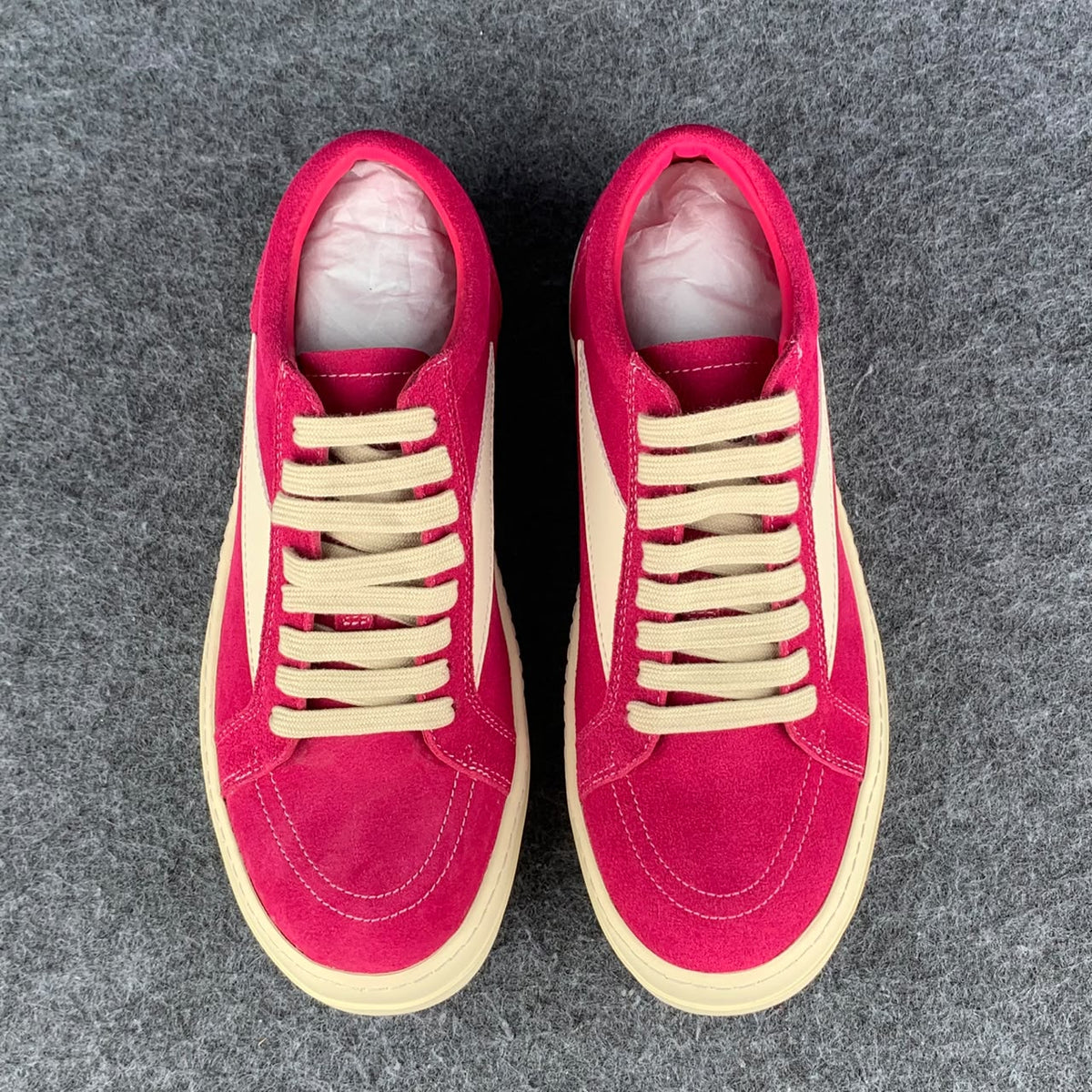 Rick Owens Wmns EDFU Suede Leather Vintage Low 'Hot Pink'