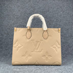 LV Onthego MM Beige Monogram Empreinte Tote Bag