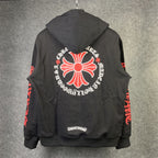 Chrome Hearts Made In Hollywood Plus Cross Zip Up Hoodie 'Black/Red'