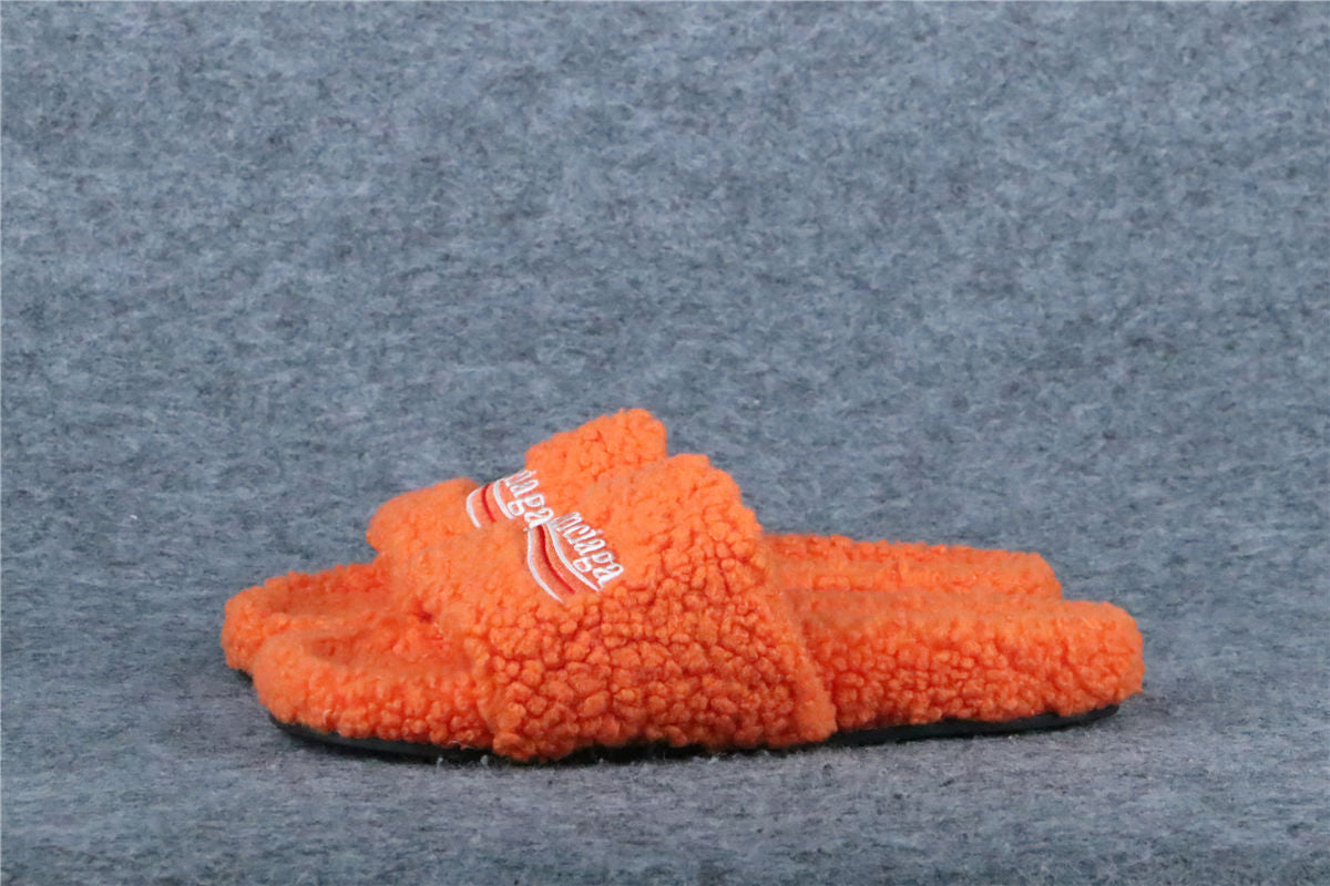 Balenciaga Furry Open Mule 'Pop Orange White Red'