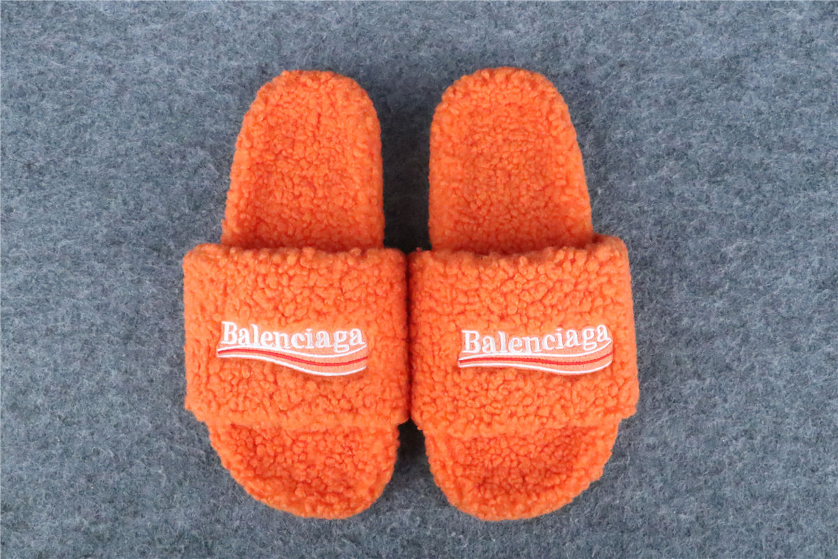 Balenciaga Furry Open Mule 'Pop Orange White Red'