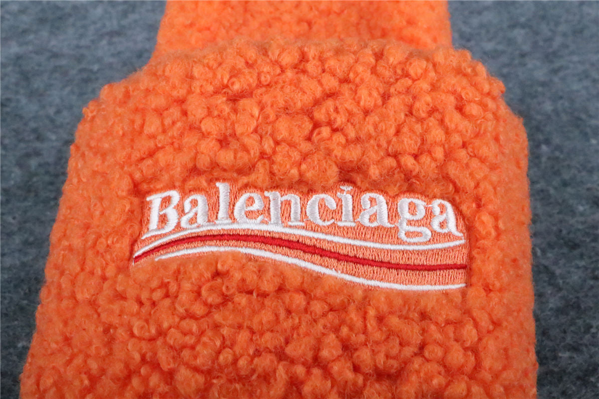 Balenciaga Furry Open Mule 'Pop Orange White Red'