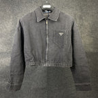 PRADA Women's Grey Denim Blouson Jacket 'Gray'